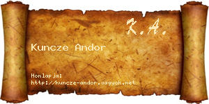 Kuncze Andor névjegykártya
